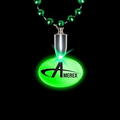 Flashing Illuminated Green Oval Charm w/ Mardi Gras Beads